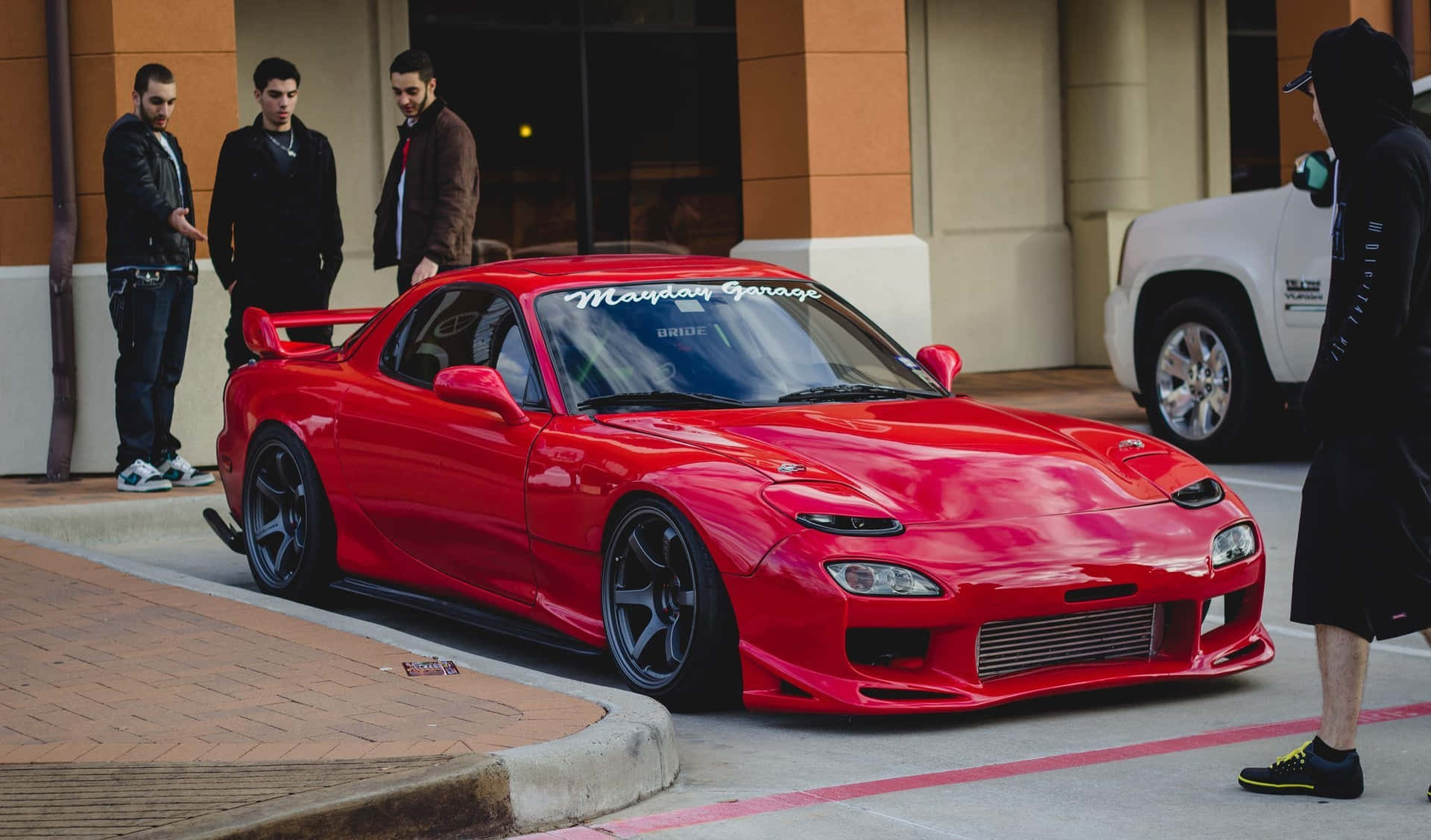 Red Mazda Rx 7 Parked Wallpaper