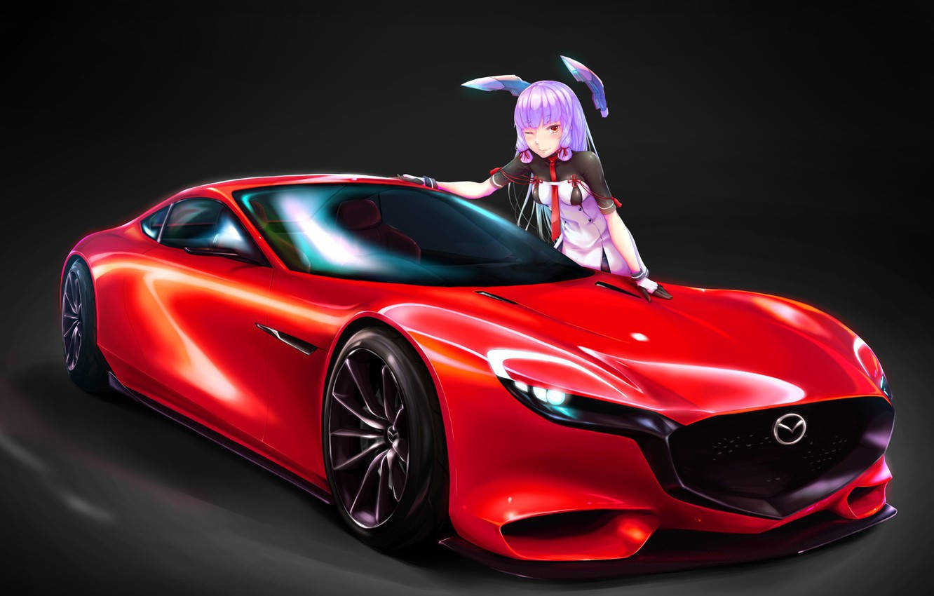 Red Mazda Rx Anime Car Background