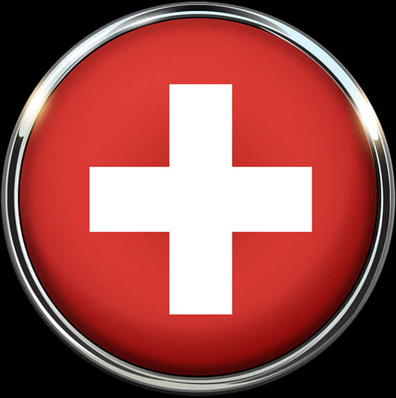 Red Medical Cross Button PNG