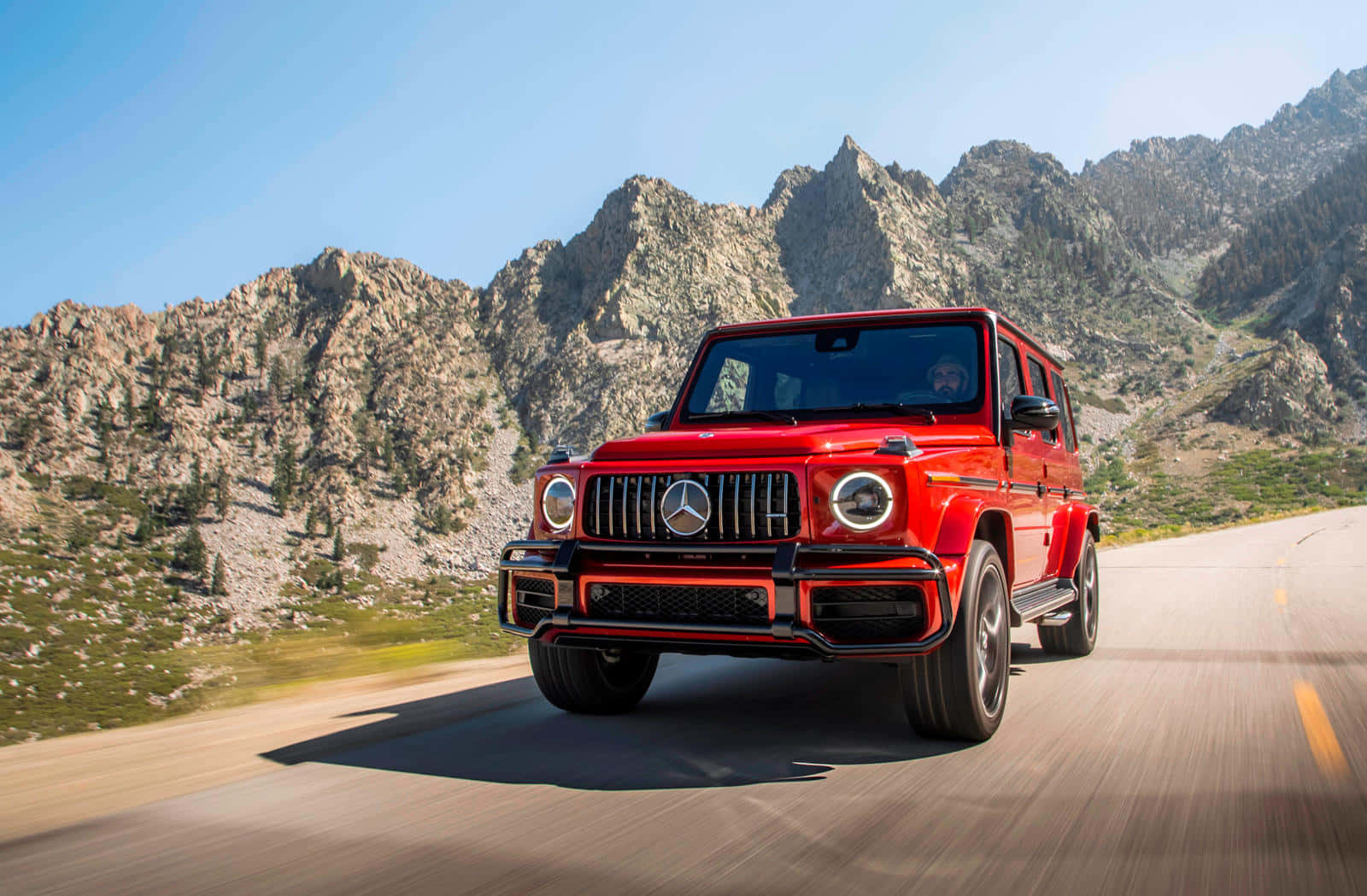 Red Mercedes G63 Mountain Road Wallpaper