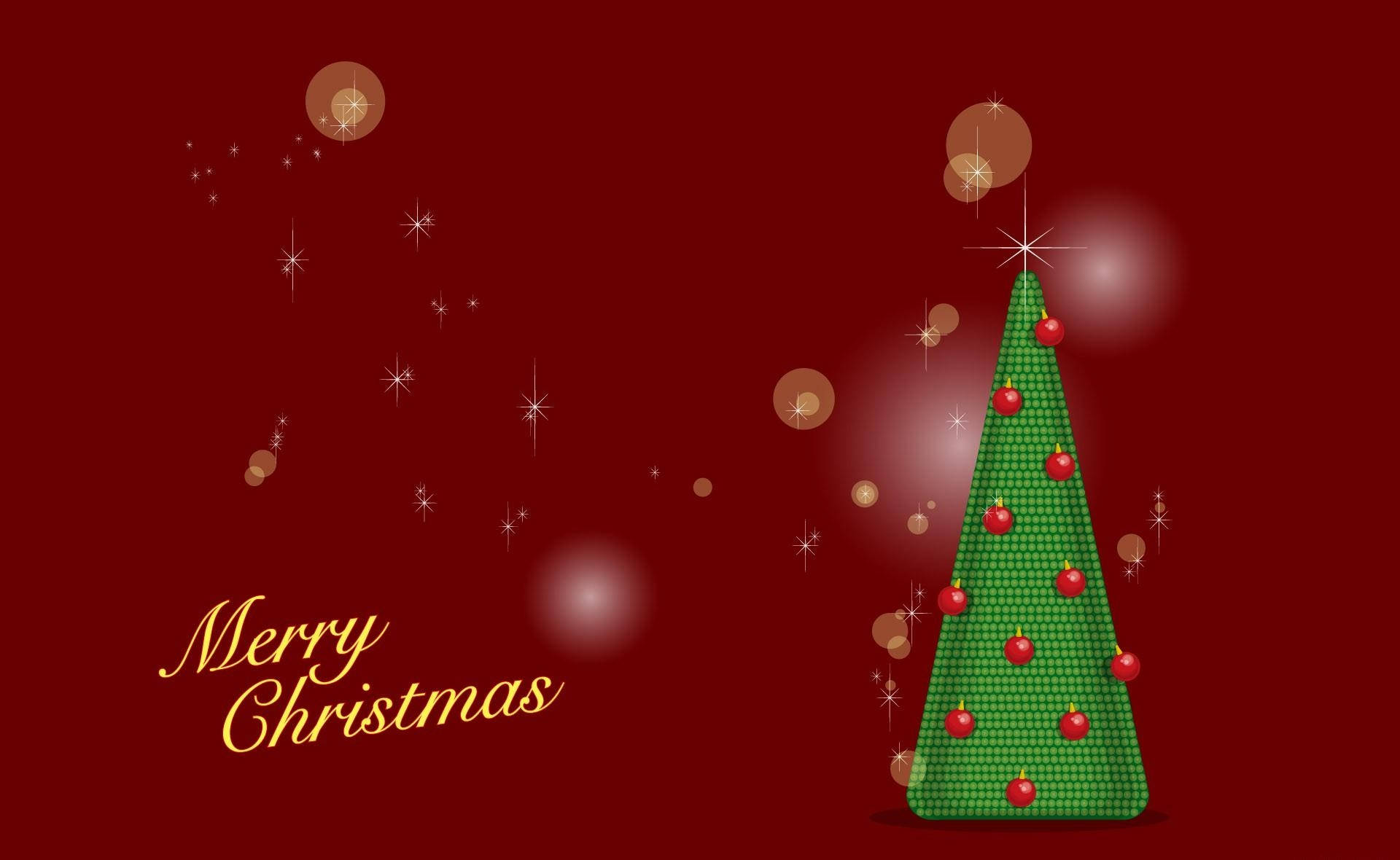 Red Merry Christmas Tree Digital Art