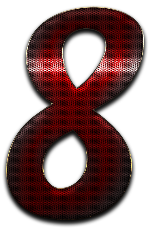 Red Metallic Number8 PNG