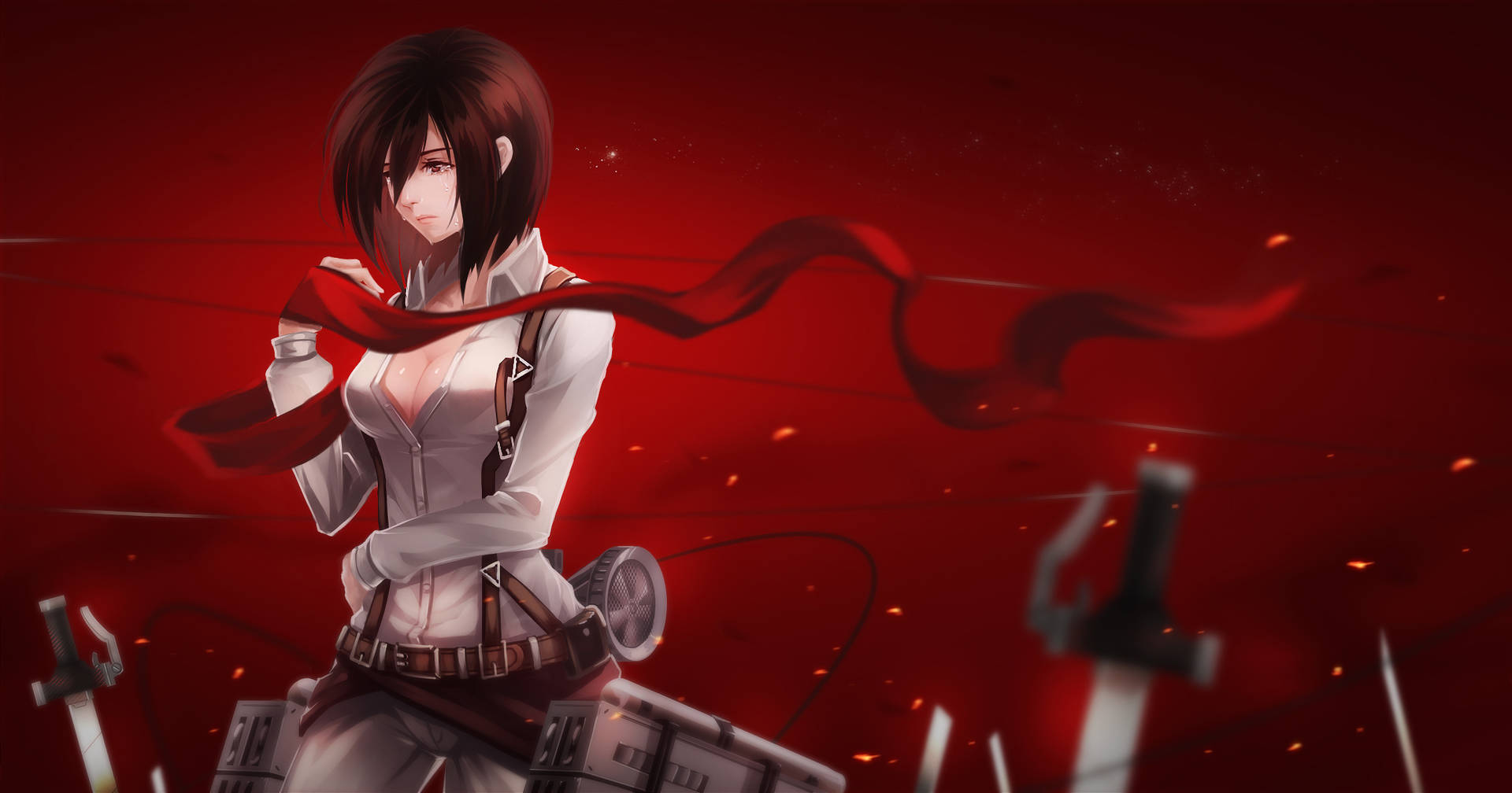 Prepare to stand up and fight alongside Mikasa Ackerman from Attack On Titan Wallpaper