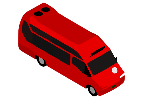 Red Modern Bus Illustration PNG
