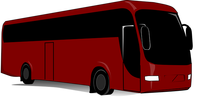 Red Modern Coach Bus PNG
