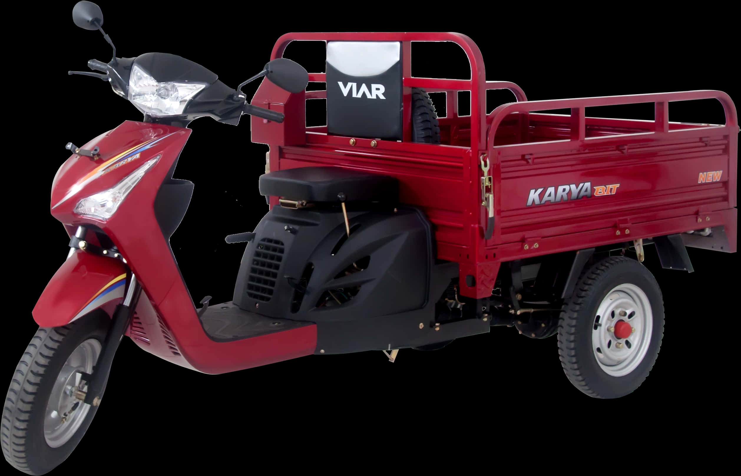 Red Motorized Tricycle Cargo Vehicle PNG