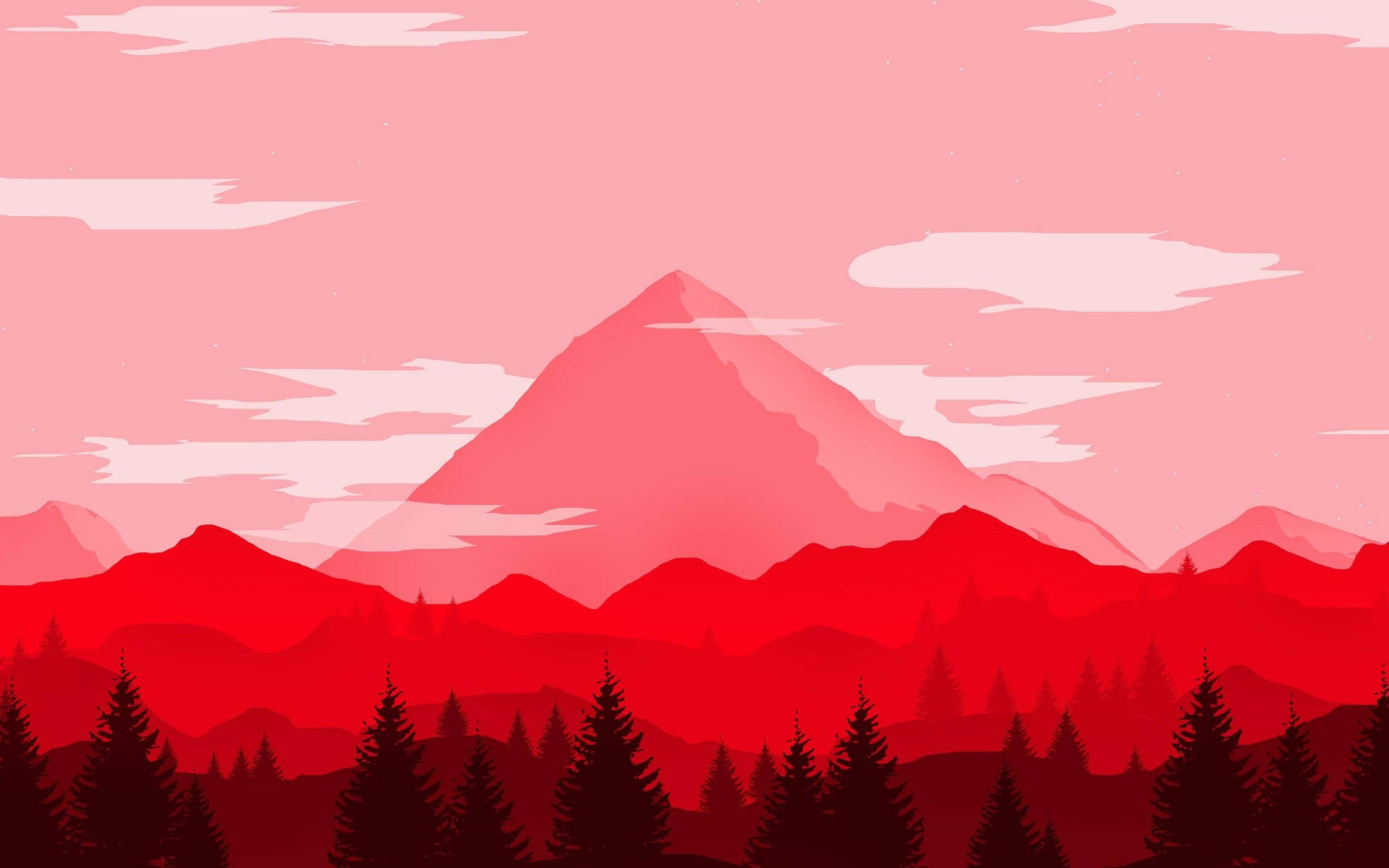 Red Mountain In Pink Sky Wallpaper