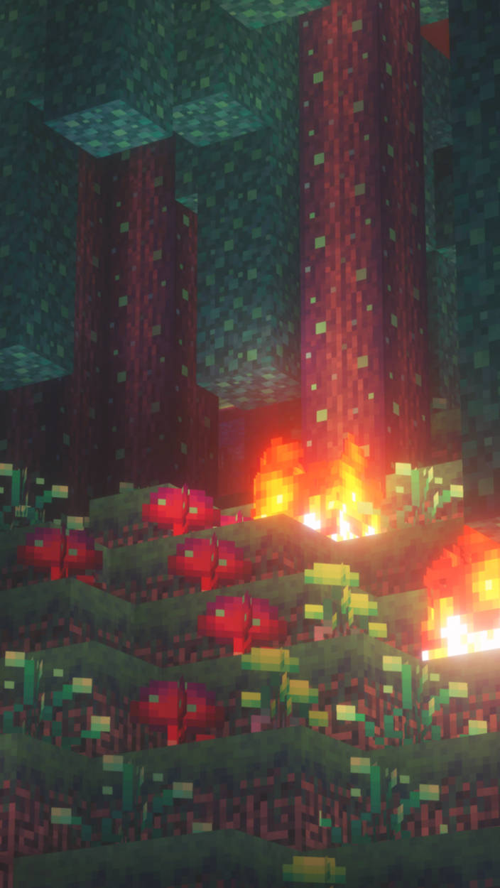 Red Mushroom Mobs Minecraft Iphone Wallpaper