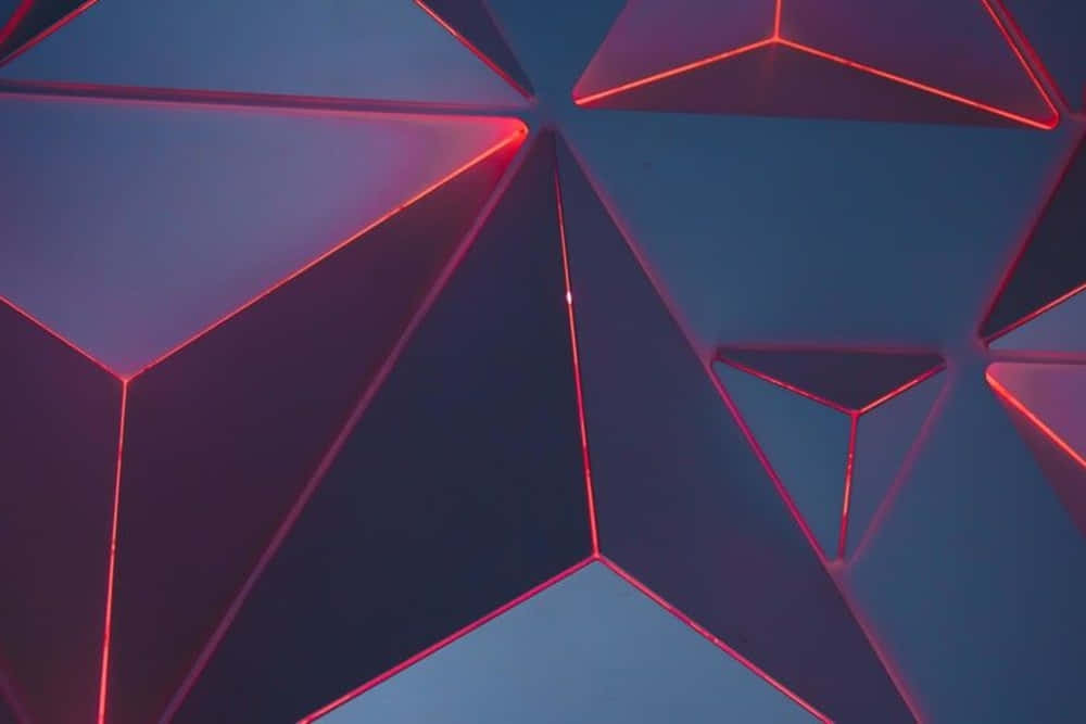 A Red And Blue Geometric Pattern With Red Lights