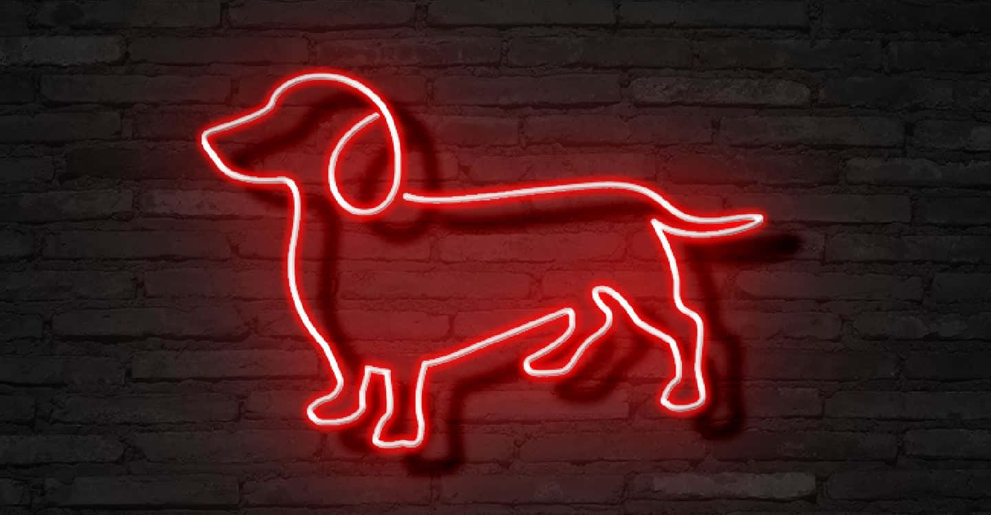 Red Neon Dog Signon Brick Wall Wallpaper