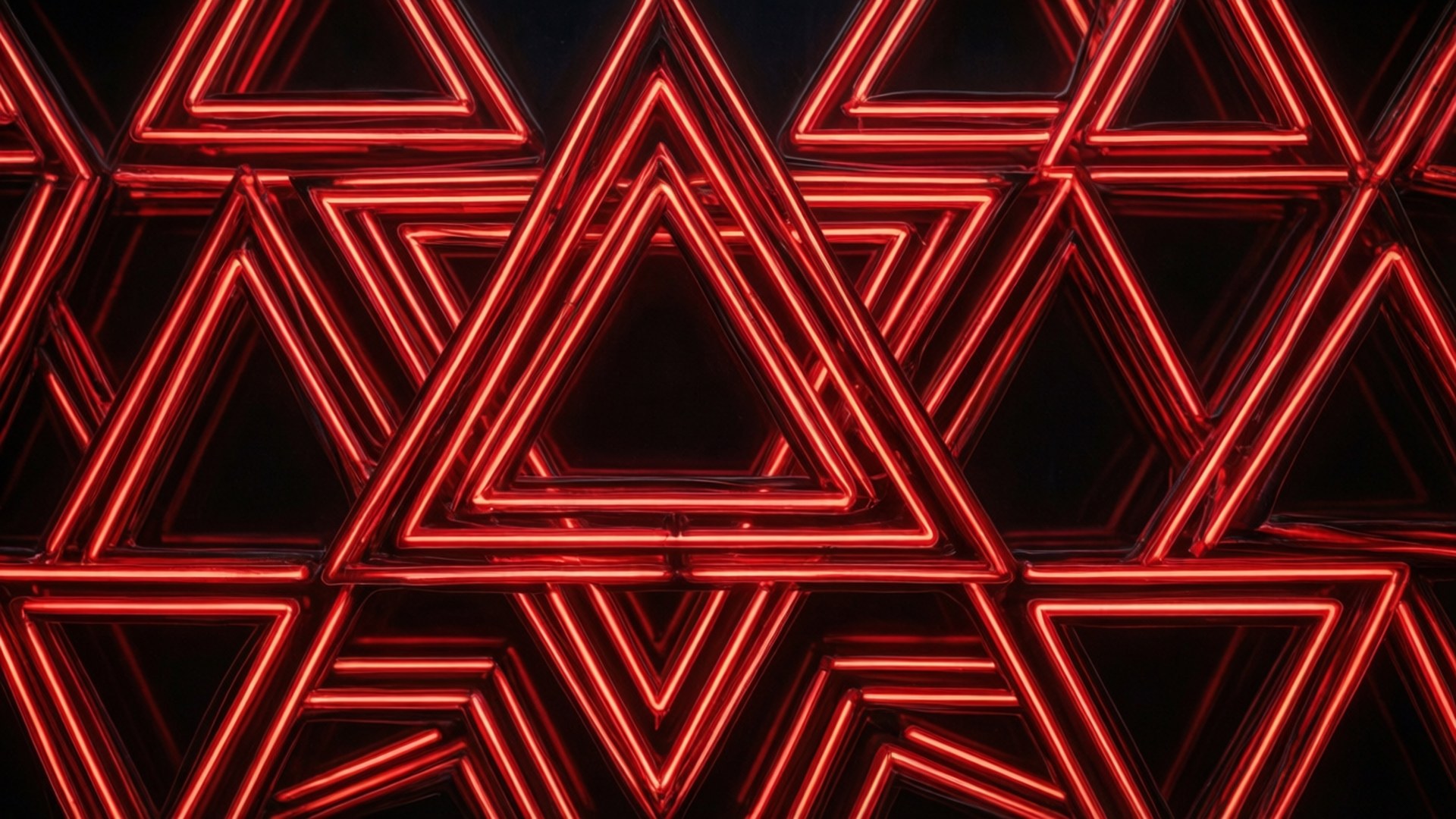Rote Neon-Geometrie Wallpaper