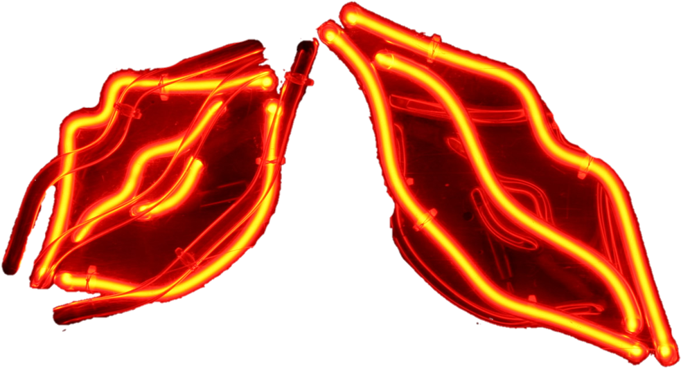 Red Neon Lips Sign PNG