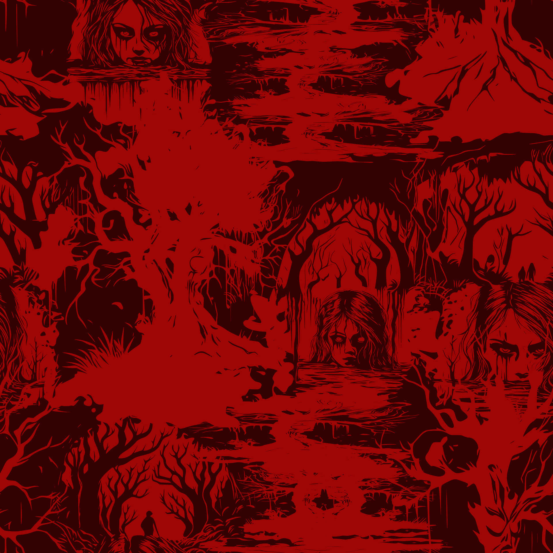 Red Nightmare Illustration Wallpaper