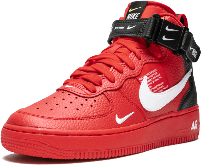 Red Nike Air Force Sneaker Side View PNG