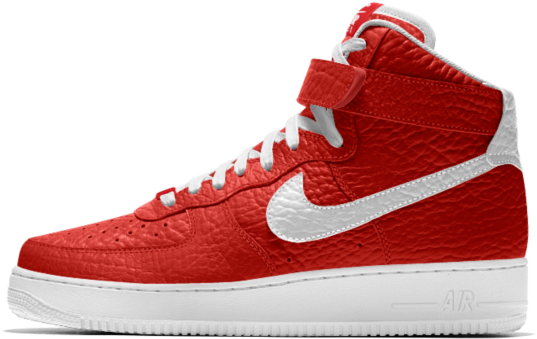 Red Nike Air Force1 High Top Sneaker PNG