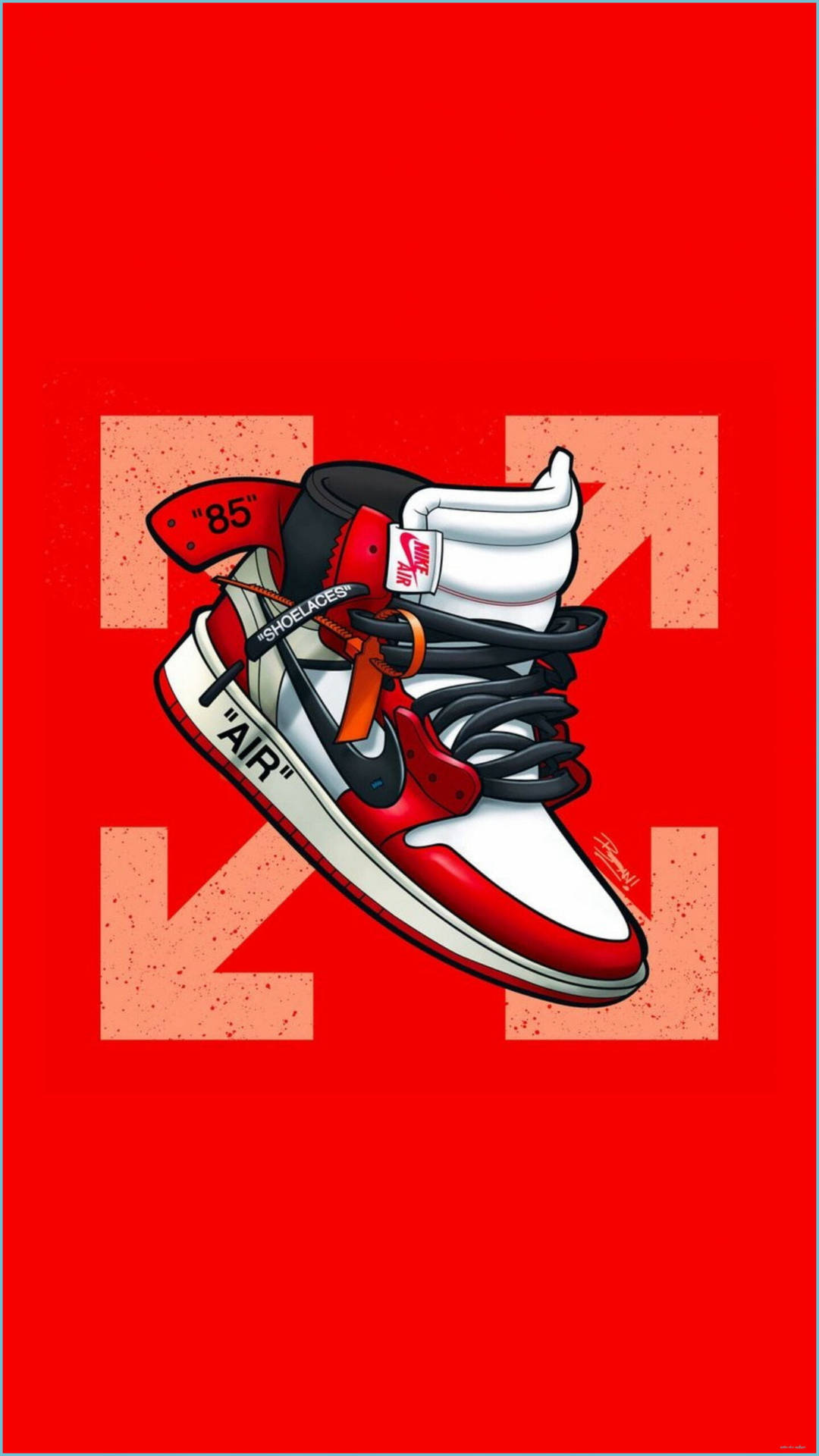 Scarpa Nike Cartoon Rossa Art Sfondo