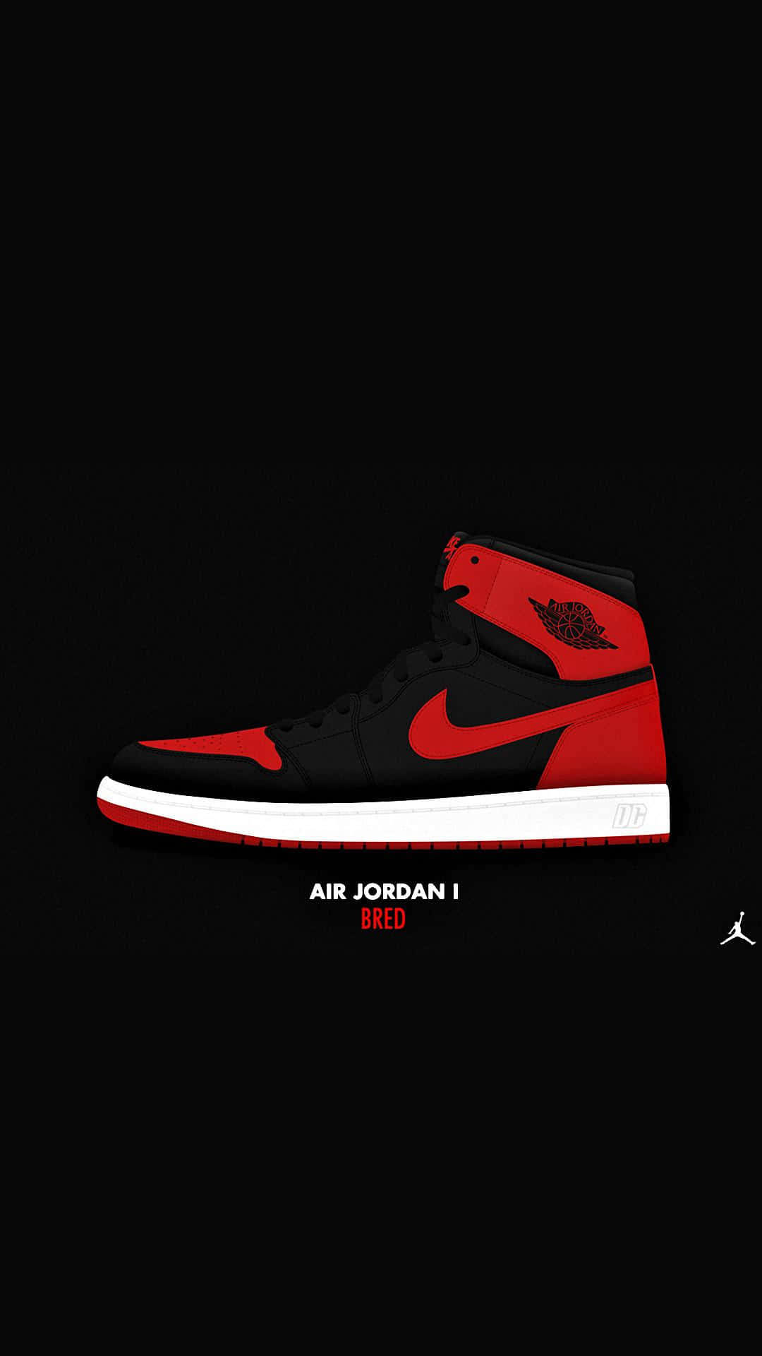 Pósterdel Zapato Nike Jordan Air 1 En Rojo. Fondo de pantalla