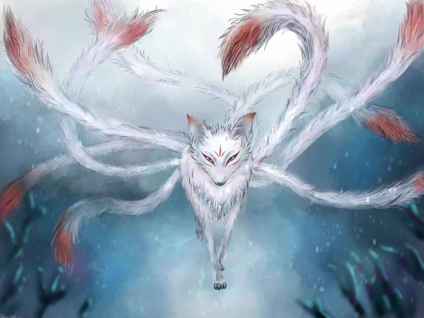 Red Nine Tailed Fox Wallpaper