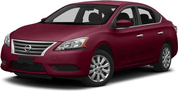 Red Nissan Sedan Profile View PNG