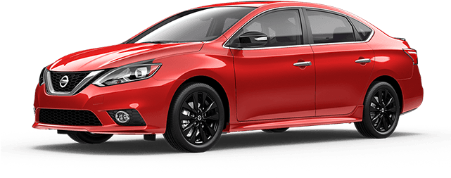 Red Nissan Sedan Profile View PNG