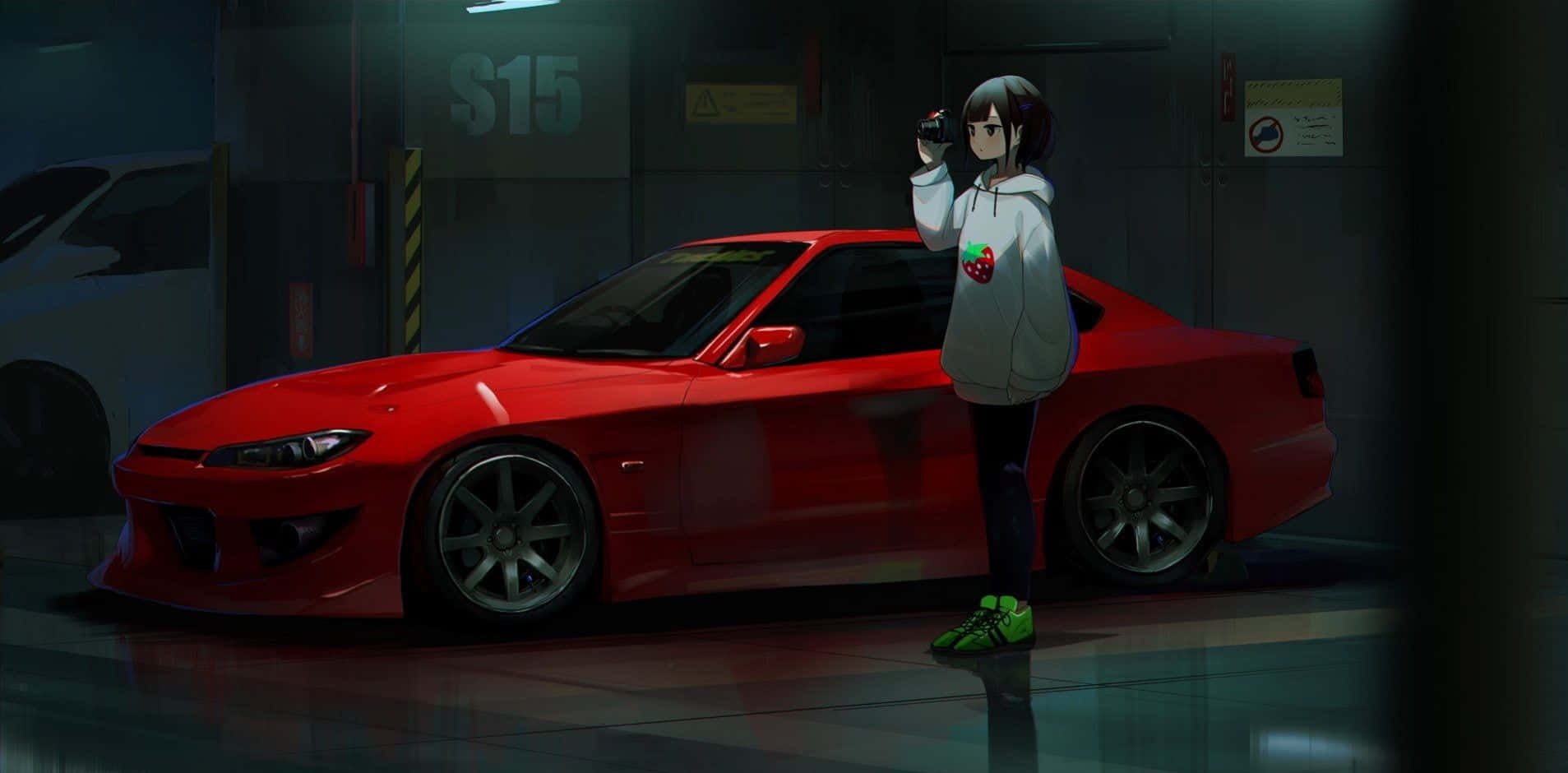 Red Nissan Silvia S15 JDM Anime Wallpaper