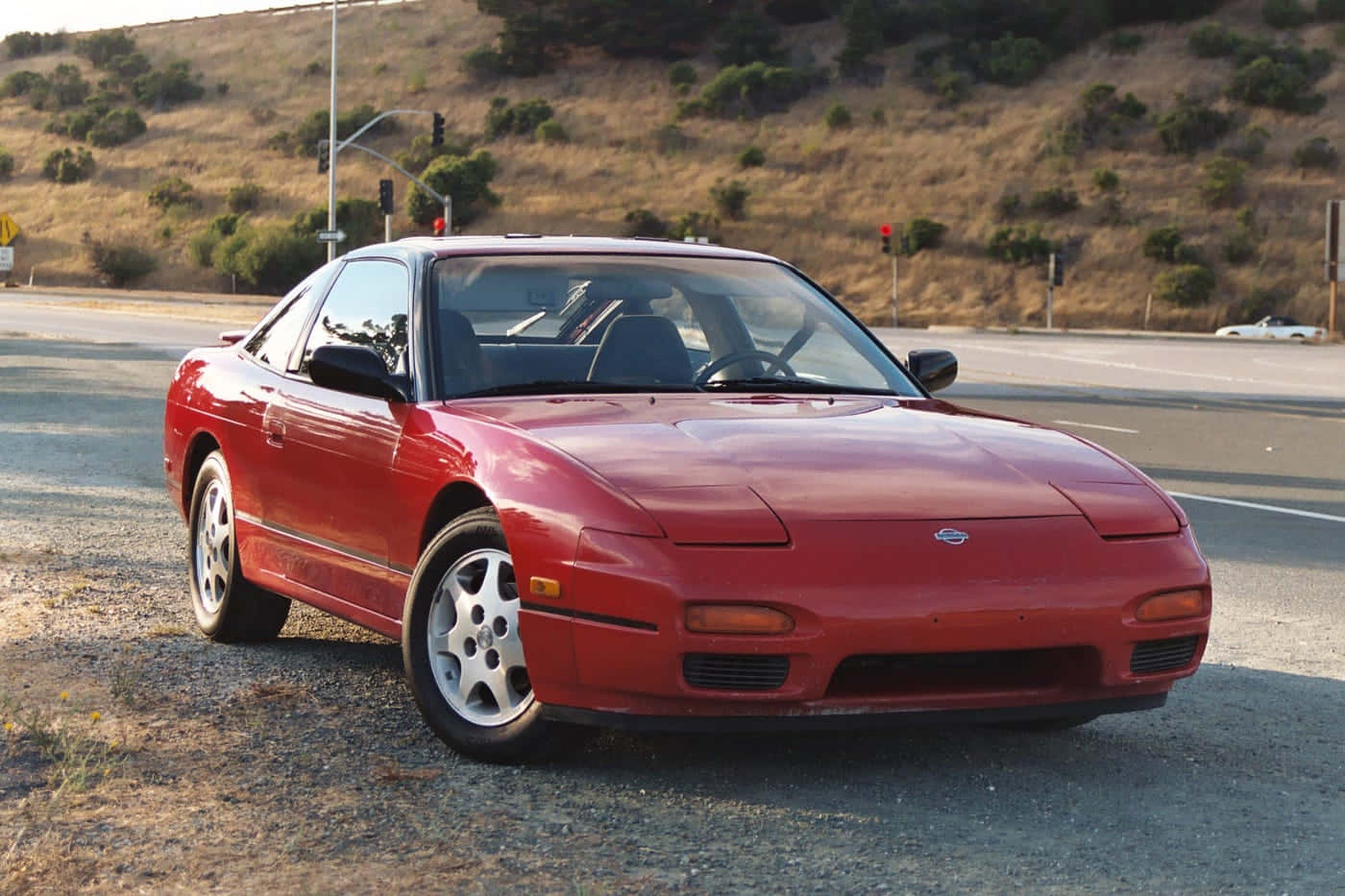 Red Nissan240sx Coupe Roadside Wallpaper