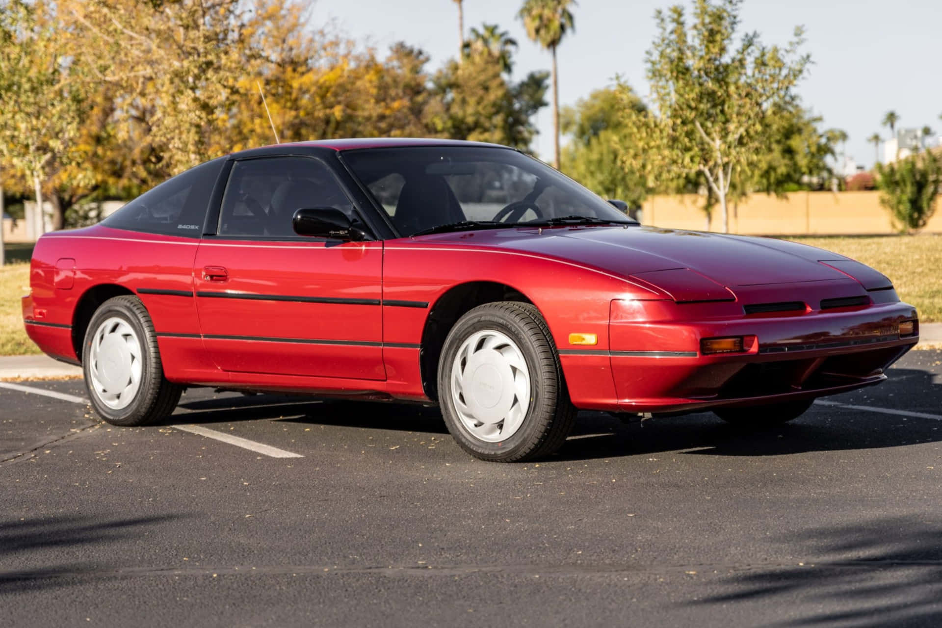 Red Nissan240sx Parked Outdoors Wallpaper