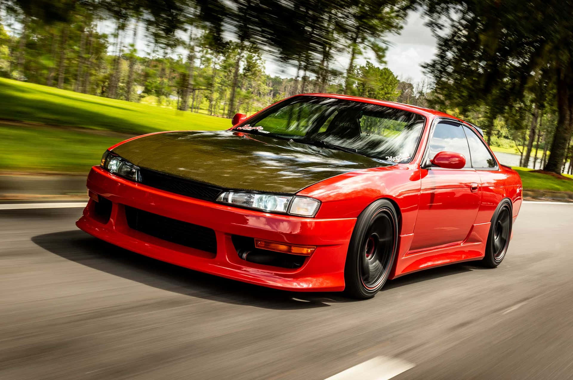 Red Nissan240sx Speeding Wallpaper