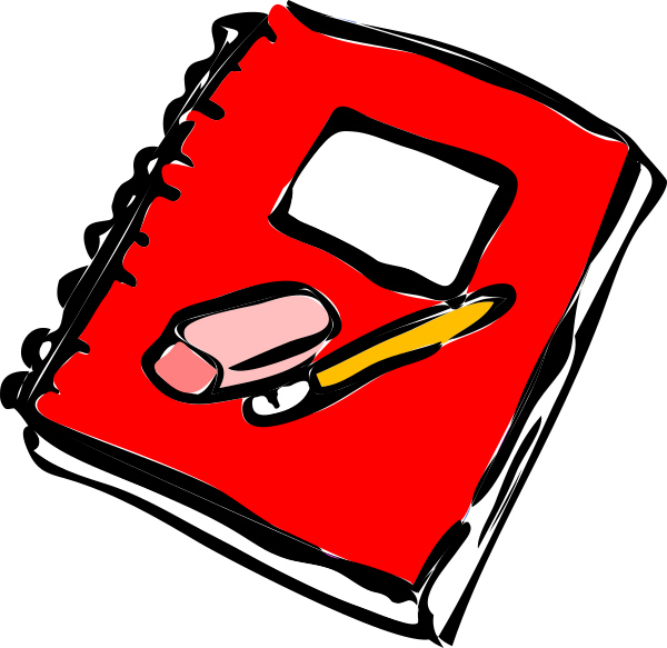 Red Notebook Pencil Eraser Cartoon PNG