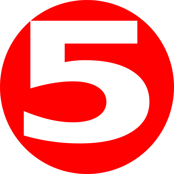 Red Number5 Icon PNG