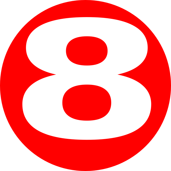 Red Number8on Gray Background PNG