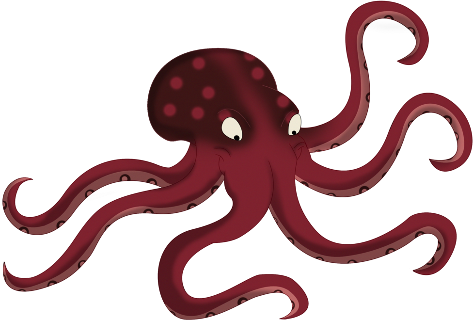 Red Octopus Cartoon Illustration PNG