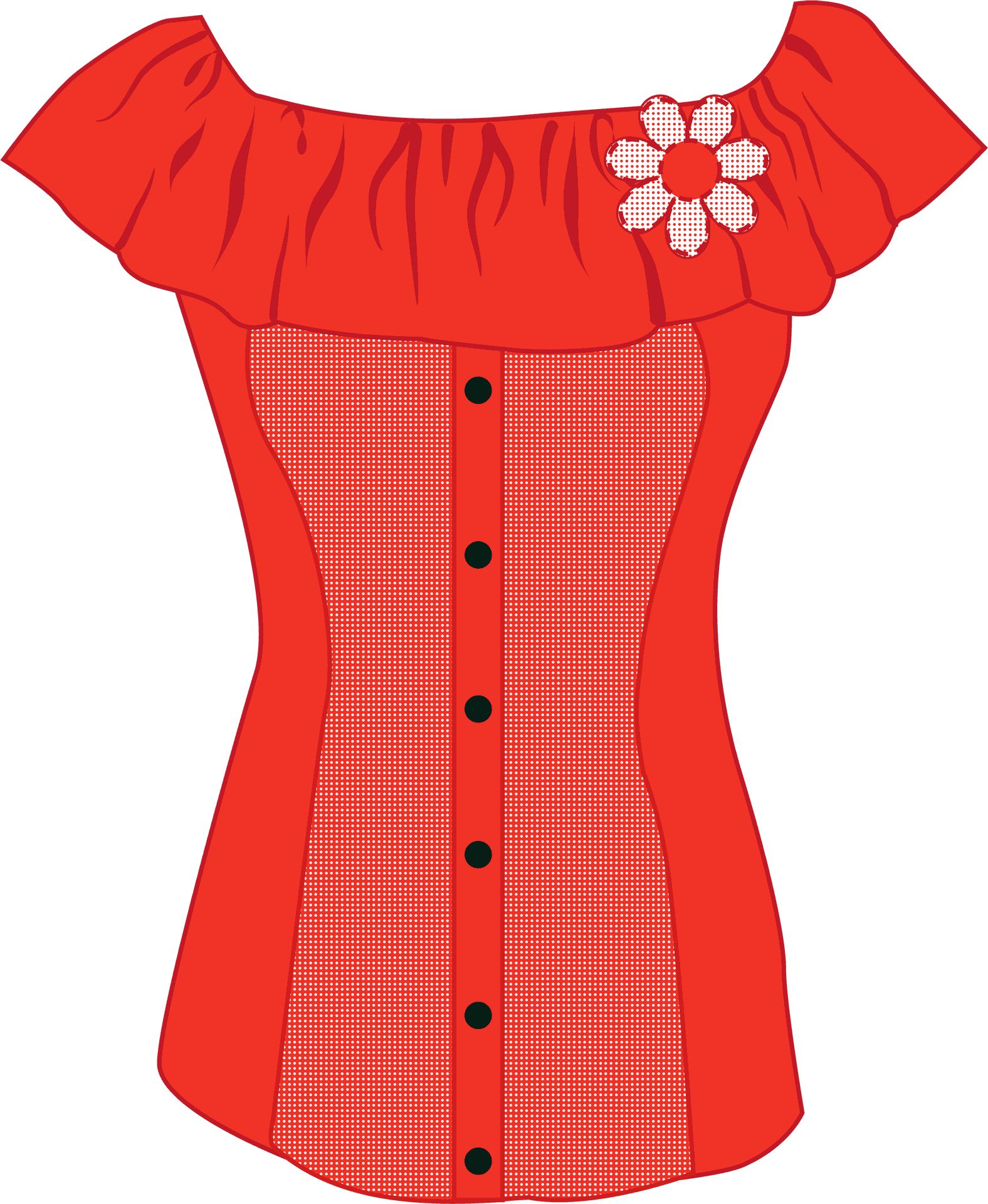 Red Off Shoulder Blouse Design PNG