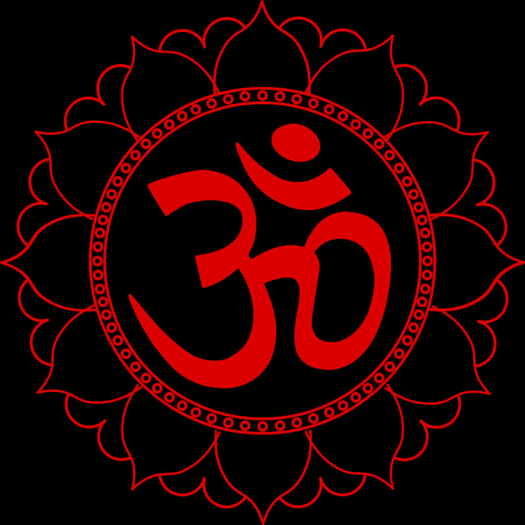 Red Om Symbol Black Background PNG