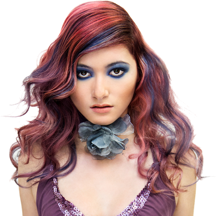 Red Ombre Hairstyle Model PNG