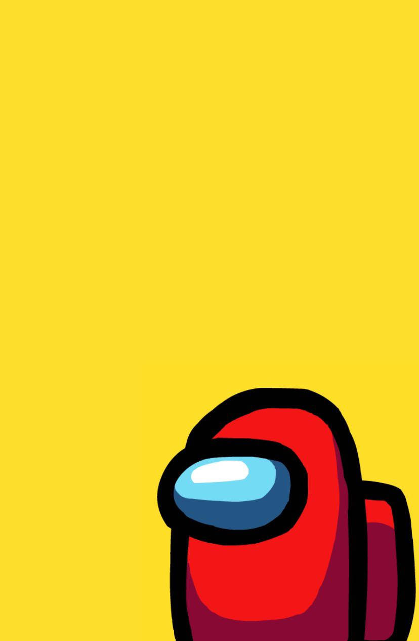 Red On Yellow Among Us iPhone Wallpaper