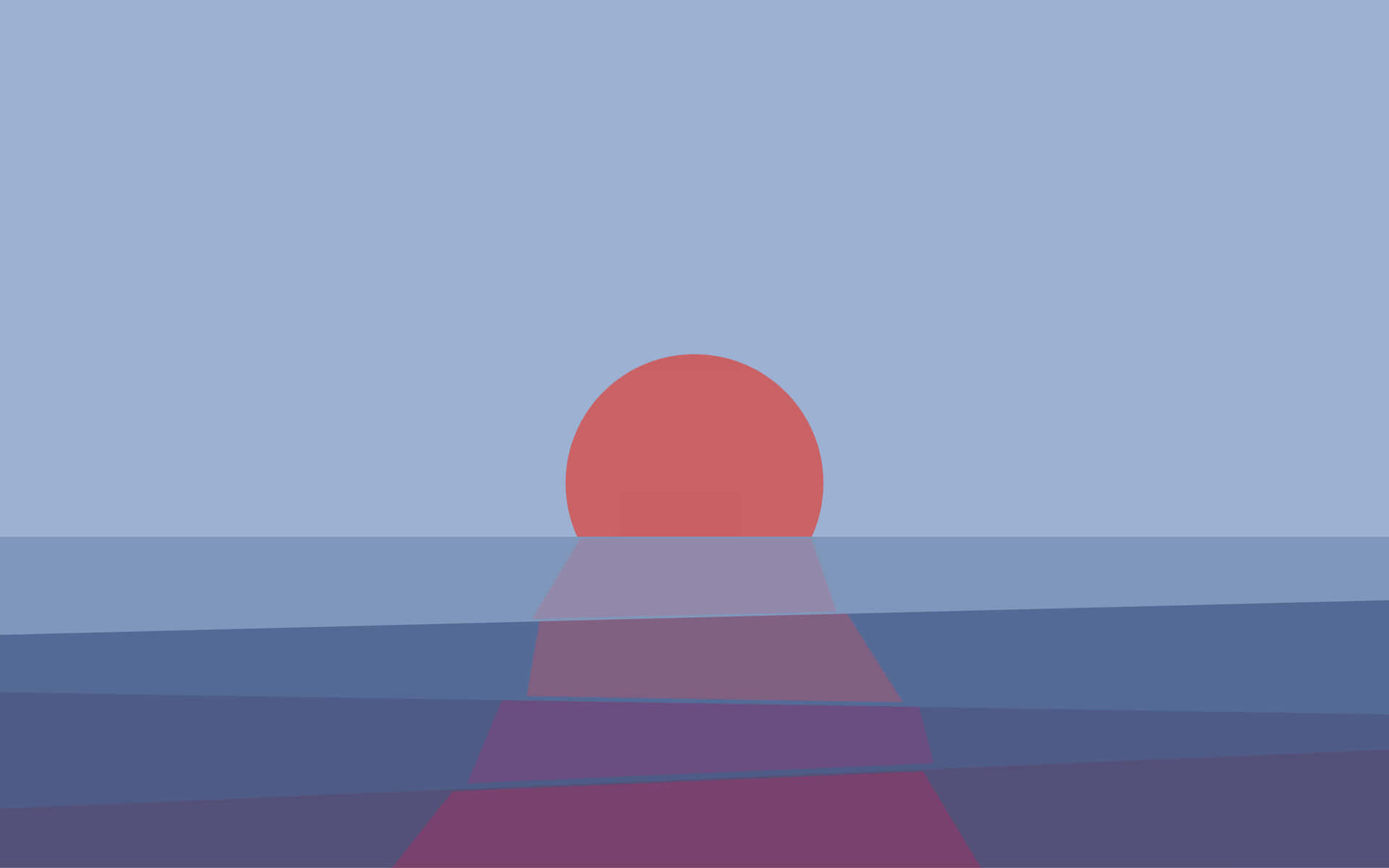 Red Orange Sunset Beyond Horizon Minimal Background Wallpaper