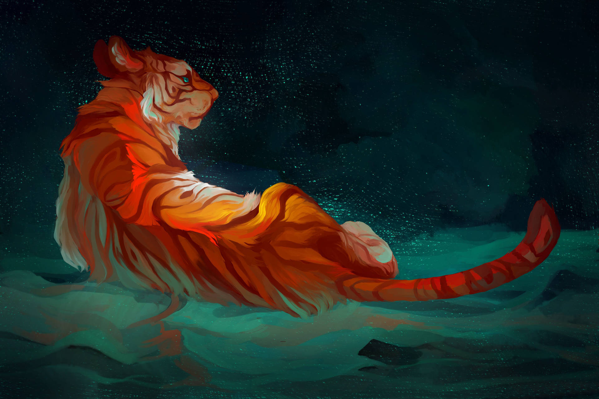 Red Orange Tiger Art Background