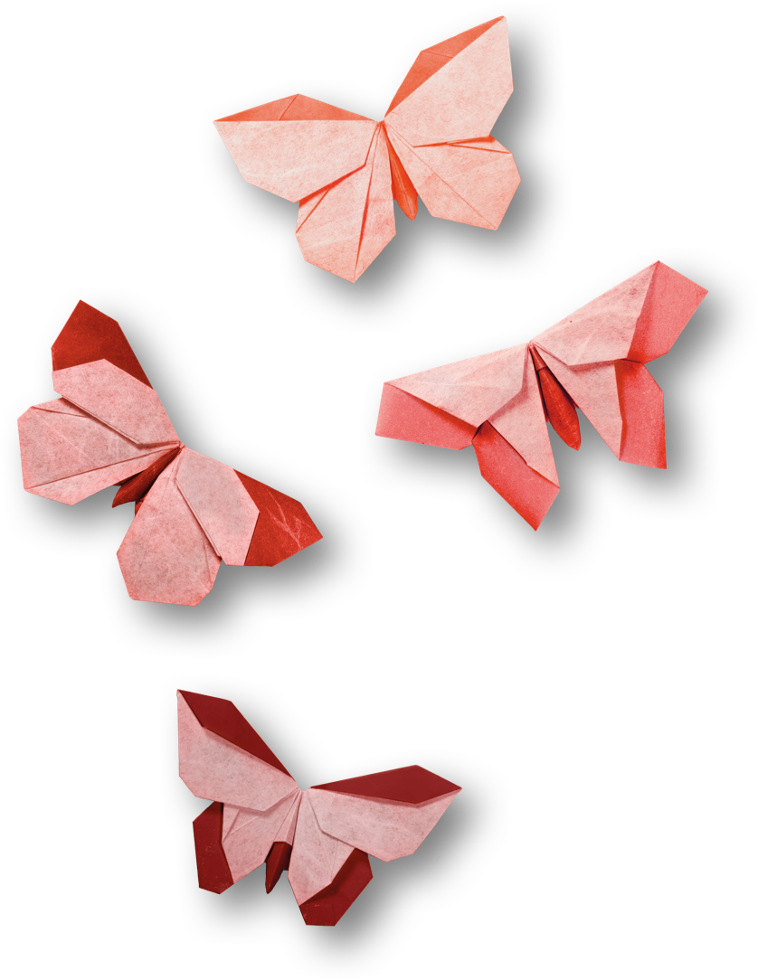 Red Origami Butterflies PNG