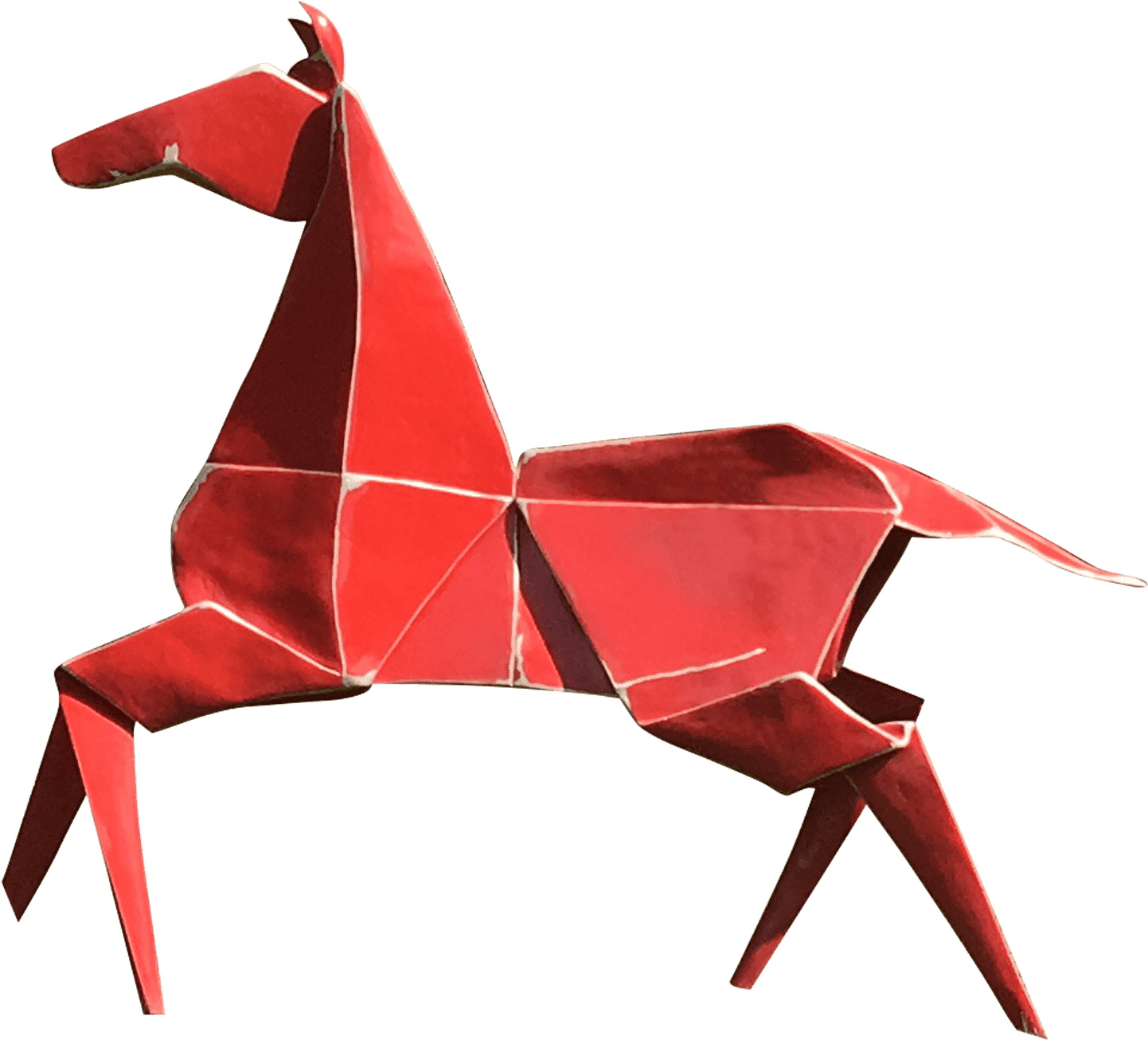 Red Origami Horse Figure PNG