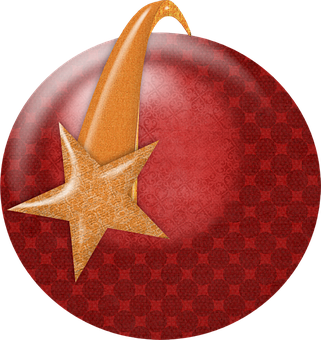 Red Ornamentwith Golden Star PNG