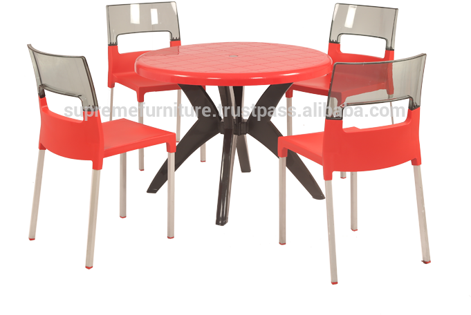 Red Outdoor Plastic Tableand Chairs Set PNG
