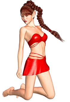 Red Outfit Fantasy Character PNG