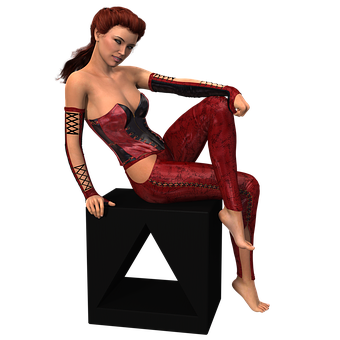 Red Outfit3 D Model Pose PNG