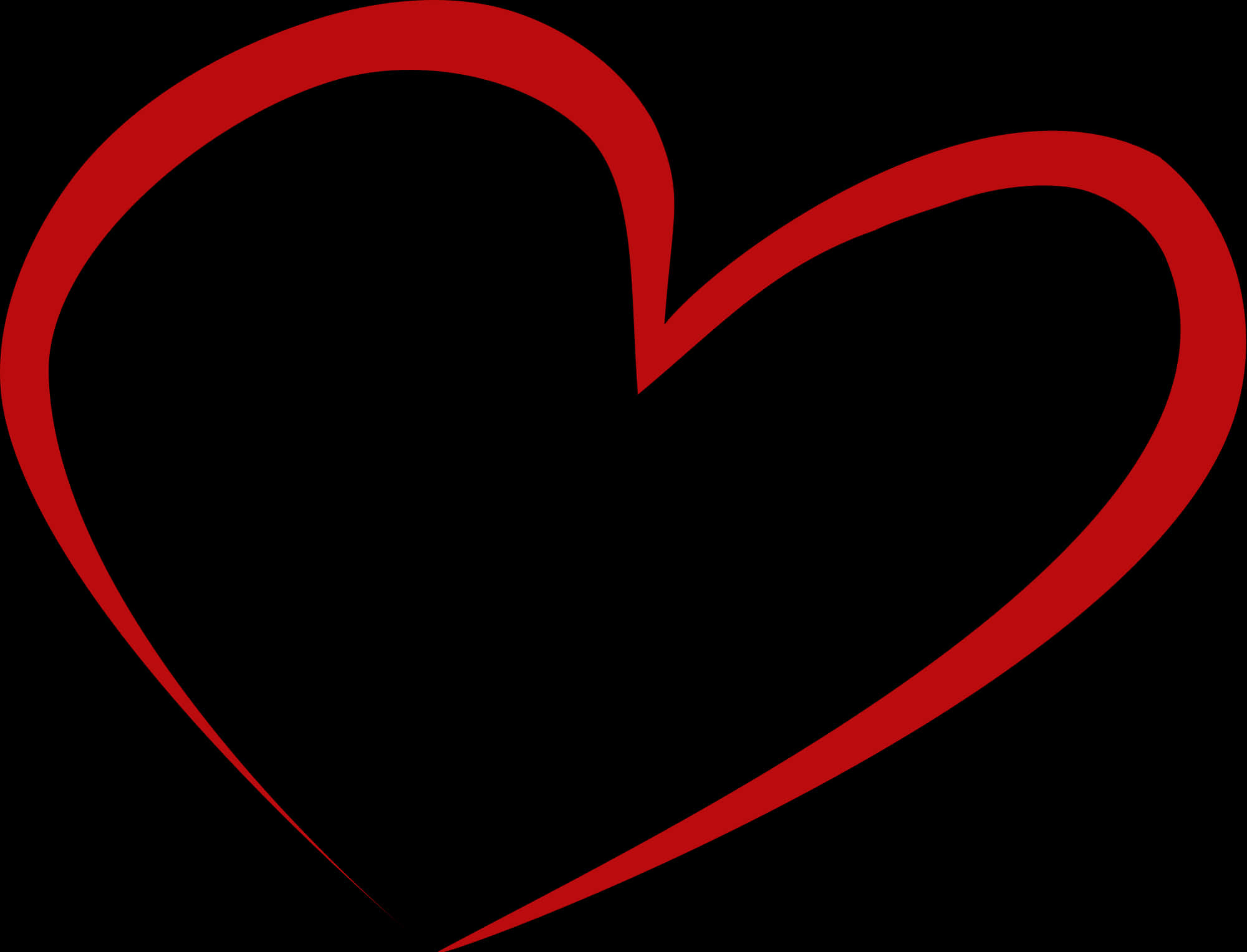 Red Outline Hearton Black Background PNG