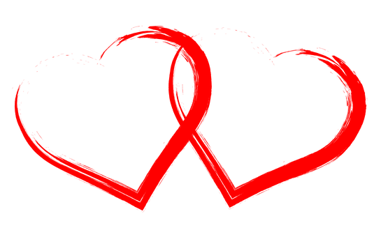 Red Outline Heartson Black Background PNG