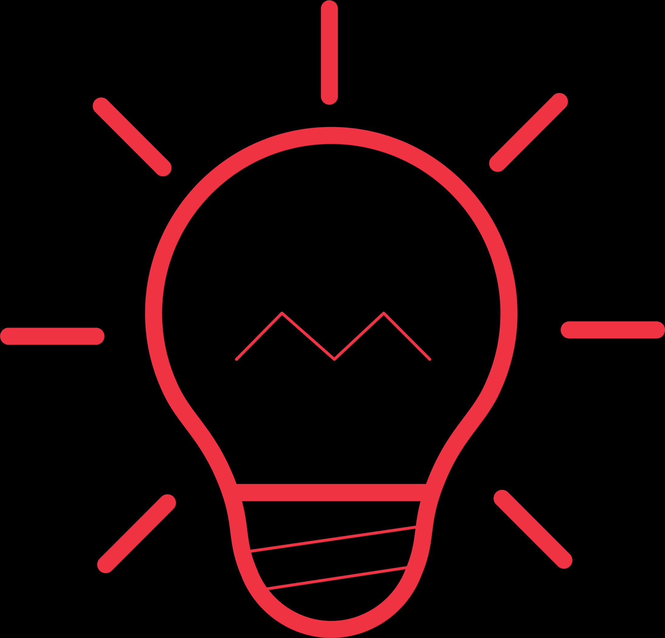 Red Outline Light Bulb Icon PNG