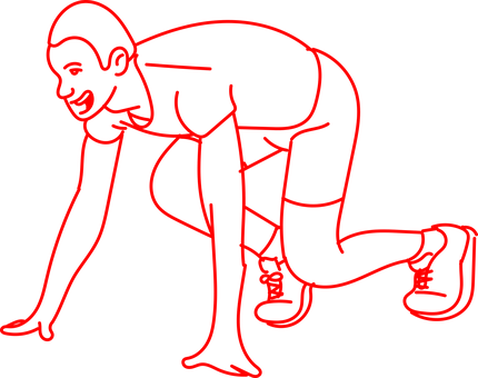 Red Outline Man Starting Position PNG