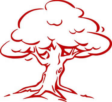 Red Outline Tree Illustration PNG
