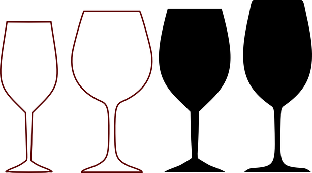 Red Outline Wine Glasses PNG